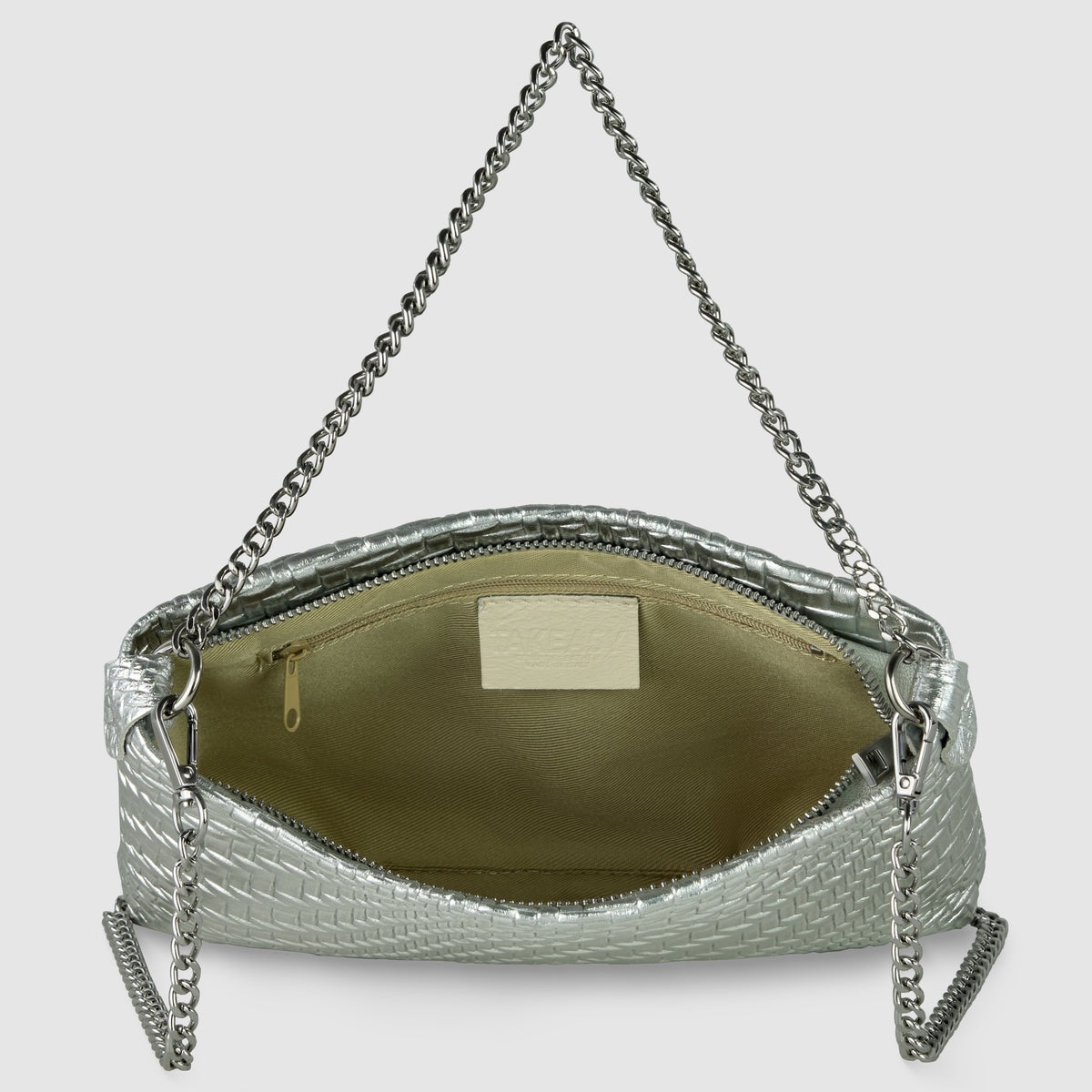 Italian Genuine Basketweave-Embossed Metallic Suede Crossbody Bag | Bari
