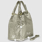 Italian Genuine Basketweave-Embossed Metallic Suede Top-Handle Bag | Imperia