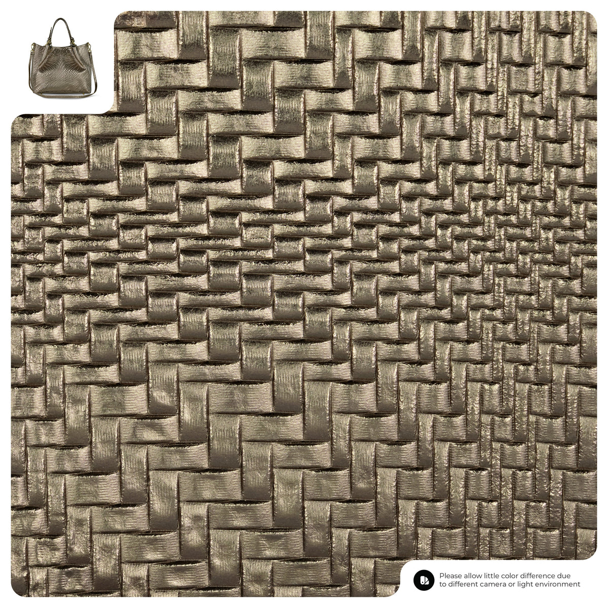 Italian Genuine Basketweave-Embossed Metallic Suede Top-Handle Bag | Imperia