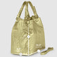 Italian Genuine Basketweave-Embossed Metallic Suede Top-Handle Bag | Imperia