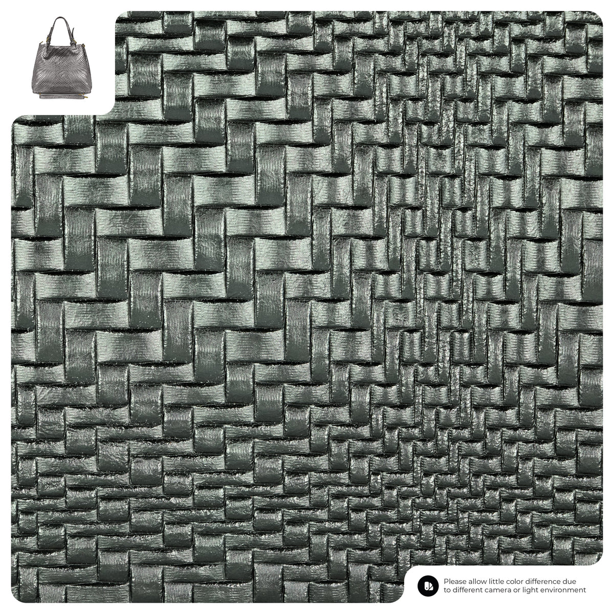 Italian Genuine Basketweave-Embossed Metallic Suede Top-Handle Bag | Imperia