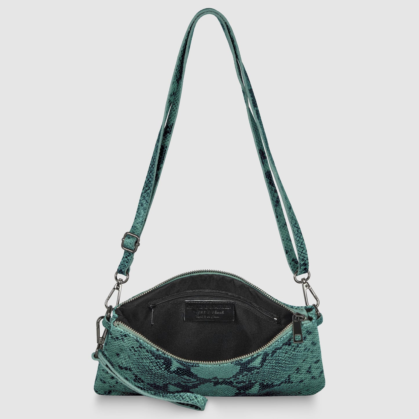 Italian Genuine Python-Print Suede Crossbody Bag | Lecce