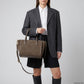 Italian Genuine Suede & Full-Grain Leather Top-Handle Bag | Alba