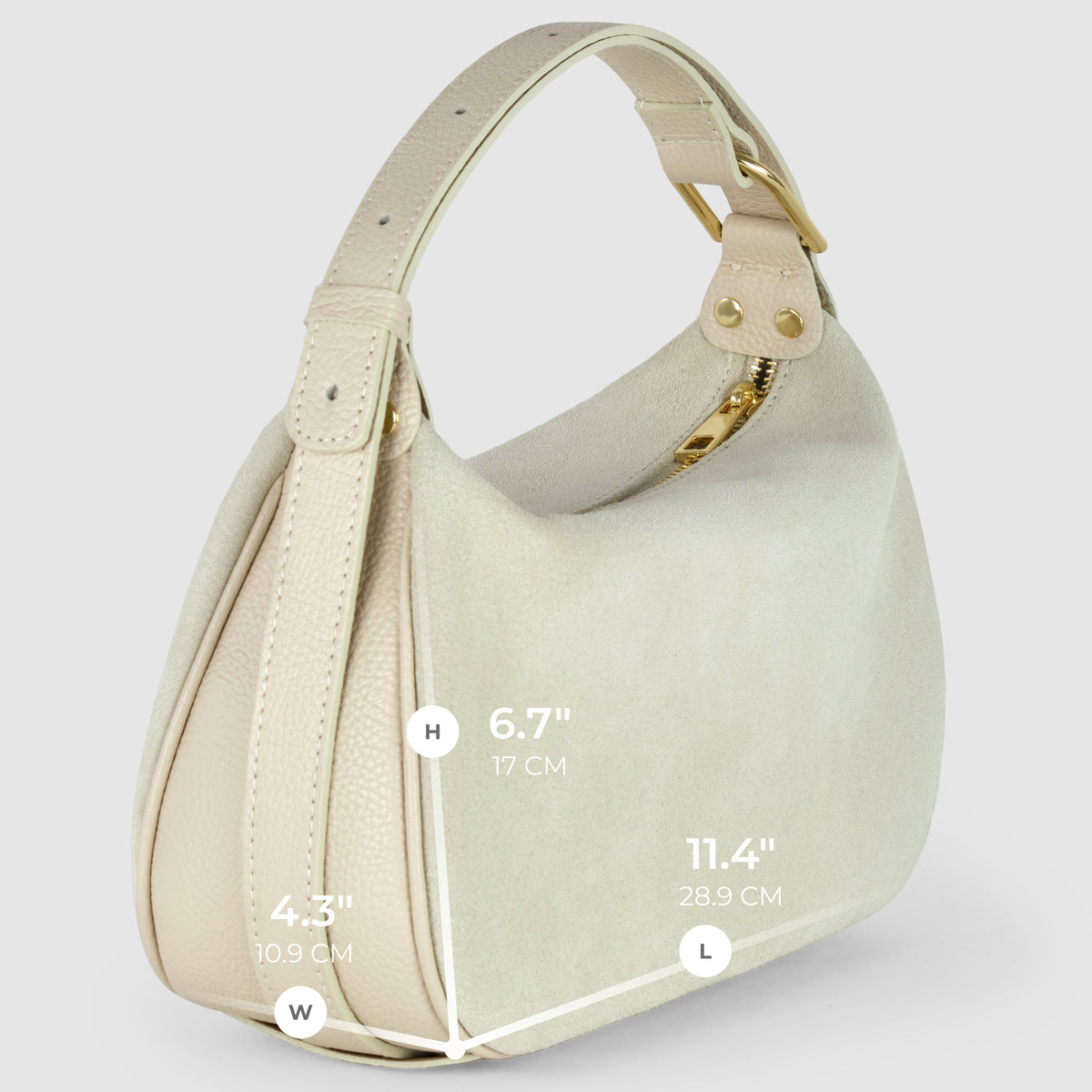 Italian Genuine Suede & Full-Grain Leather Crossbody Bag | Cremona