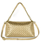 Italian Genuine Woven-Embossed Metallic Suede Crossbody Bag | Roma
