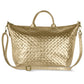 Italian Genuine Woven-Embossed Metallic Suede Top-Handle Bag | Urbino