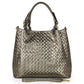 Italian Genuine Woven-Embossed Metallic Suede Top-Handle Bag | Savona