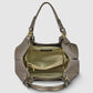 Italian Genuine Woven-Embossed Metallic Suede Top-Handle Bag | Savona