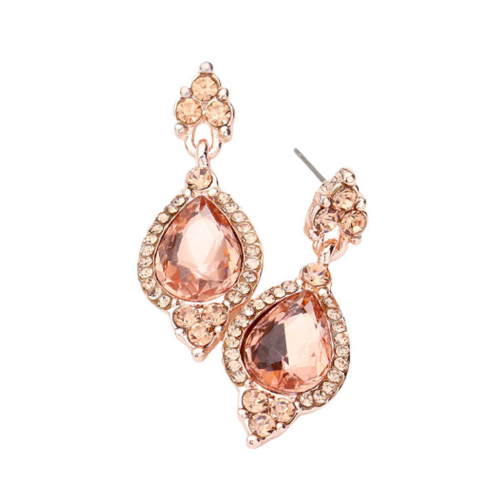 Teardrop Centered Dangle Evening Earrings
