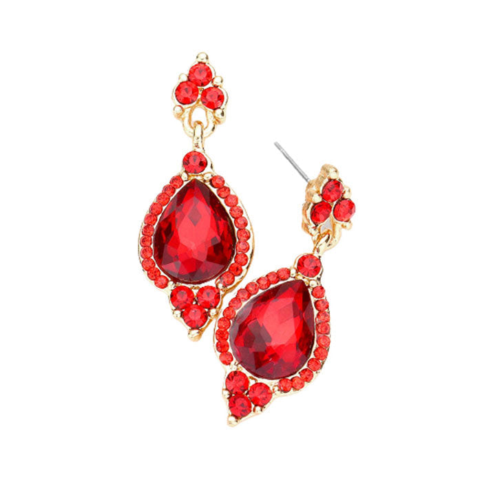 Teardrop Centered Dangle Evening Earrings