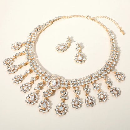 Teardrop Stone Chandelier Evening Necklace