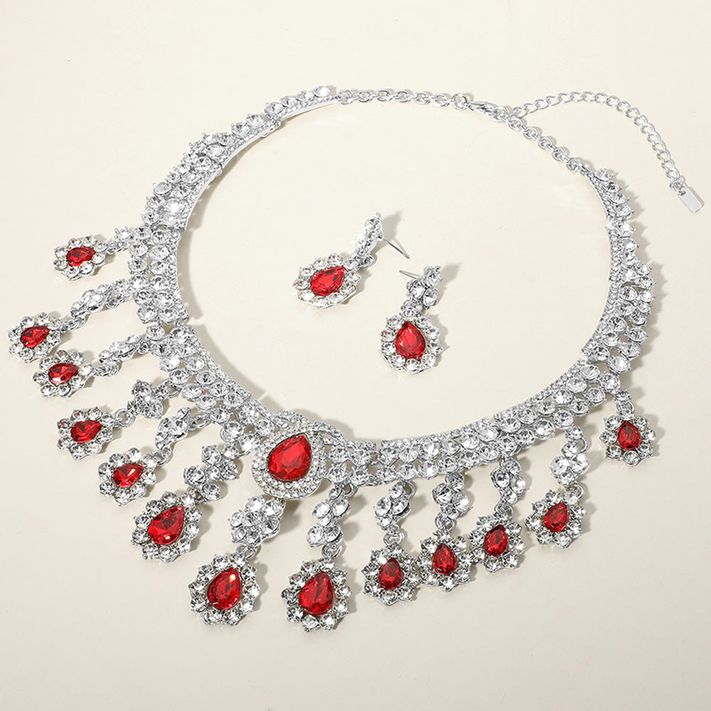 Teardrop Stone Chandelier Evening Necklace