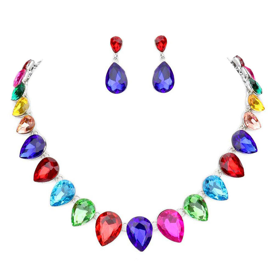 Teardrop Stone Link Evening Necklace