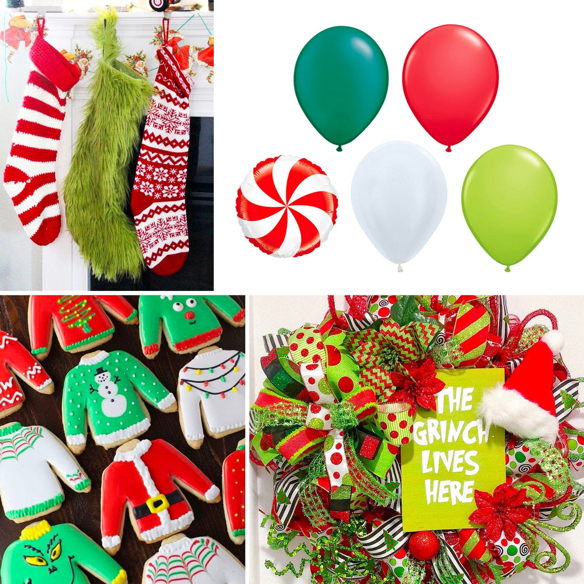 Guirnalda de Globos de Navidad Inspirada en Grinchmas