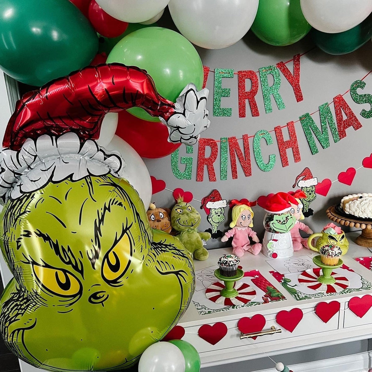 Guirnalda de Globos de Navidad Inspirada en Grinchmas