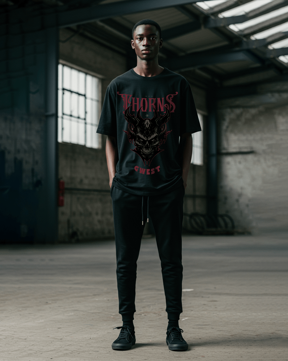 G West Thorns Gothic Men's Oversized T-Shirt