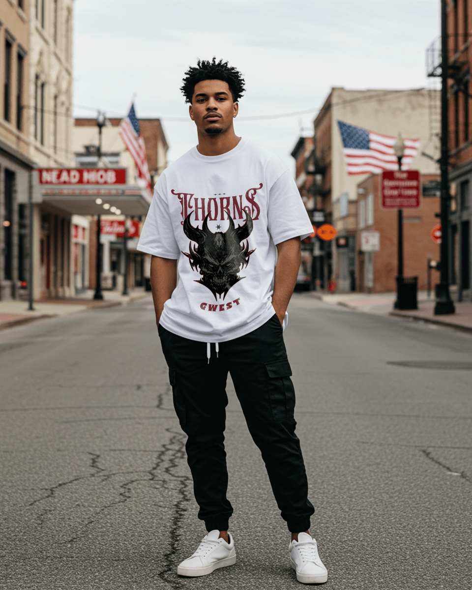G West Thorns Gothic Men's Oversized T-Shirt