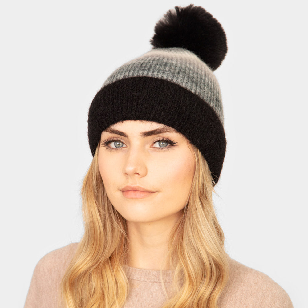 Tie Dye Fleece Pom Pom Beanie Hat