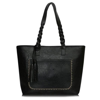 Bolso de mano tote vintage de piel sintética para mujer