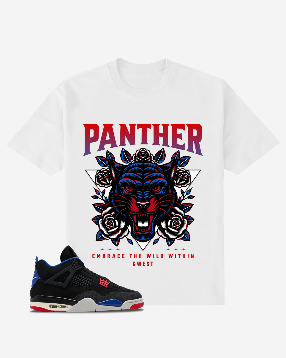 G West Traditional Panther Rose Flower Oversized T-Shirt Mens