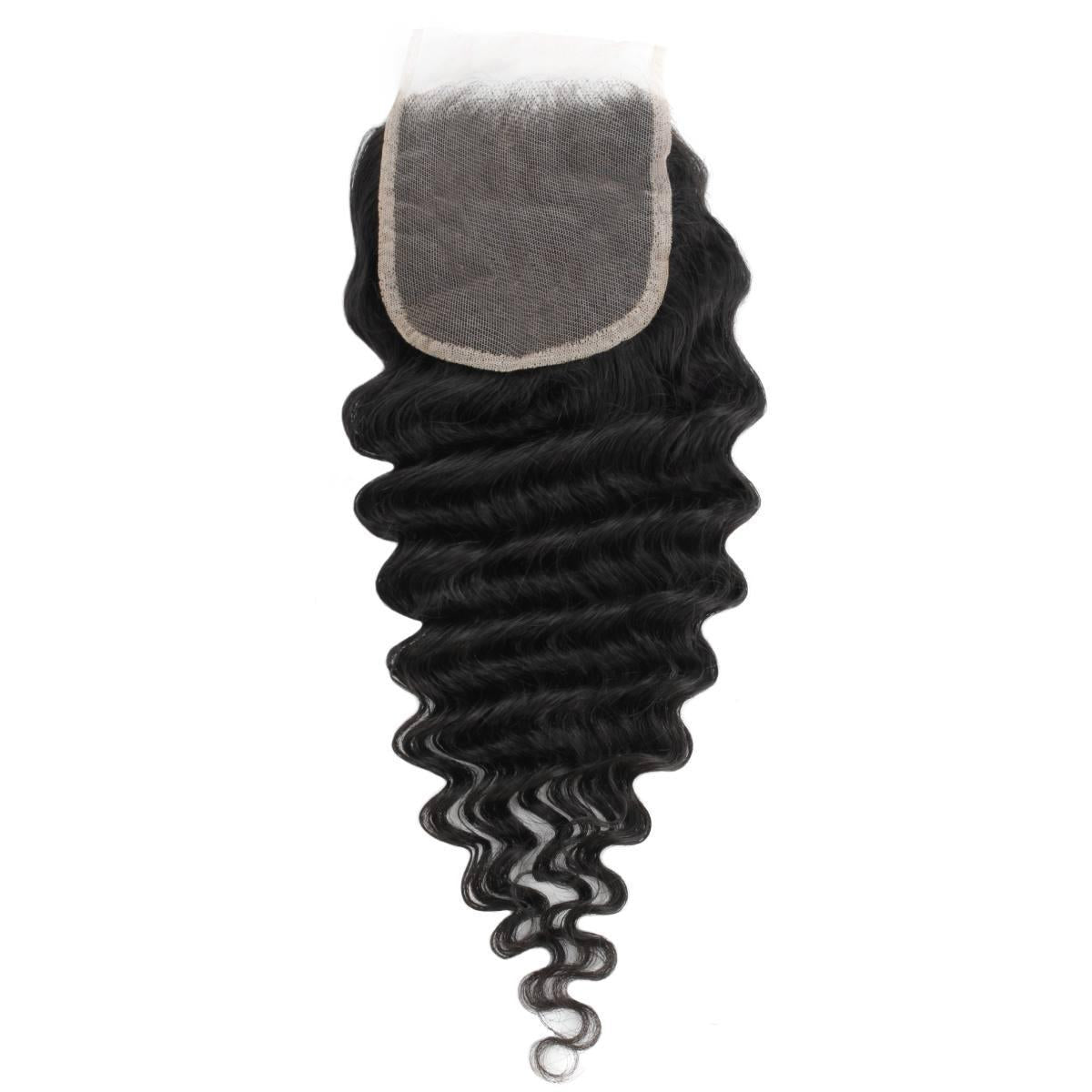 Cierre de cabello humano con encaje transparente Deep Wave 4x4