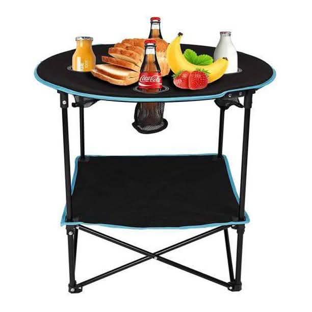 Mesa redonda plegable para viaje, camping y picnic