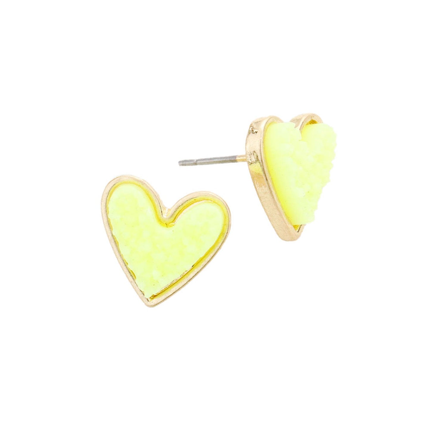 Trendy Fashionable Druzy Heart Stud Earrings