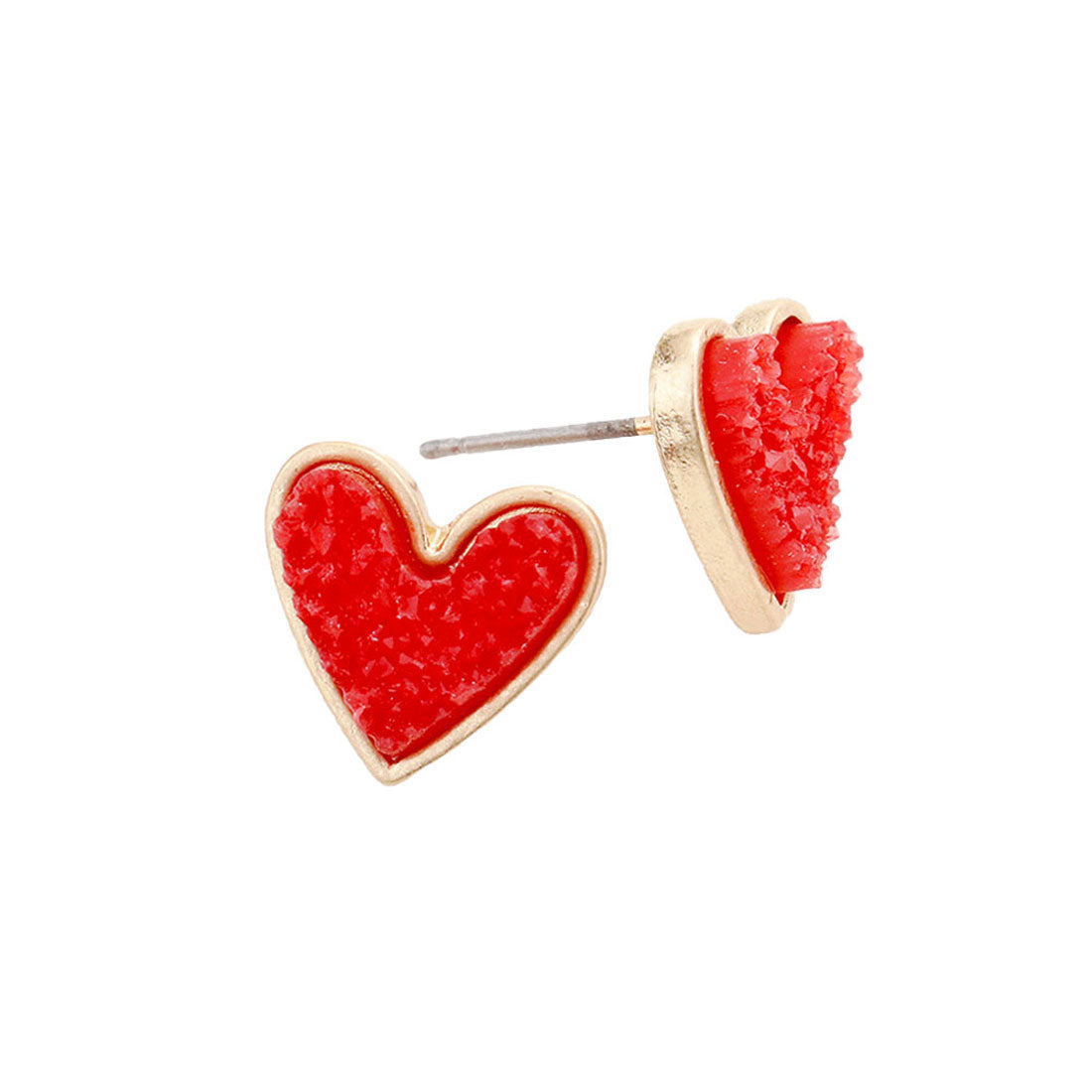 Trendy Fashionable Druzy Heart Stud Earrings