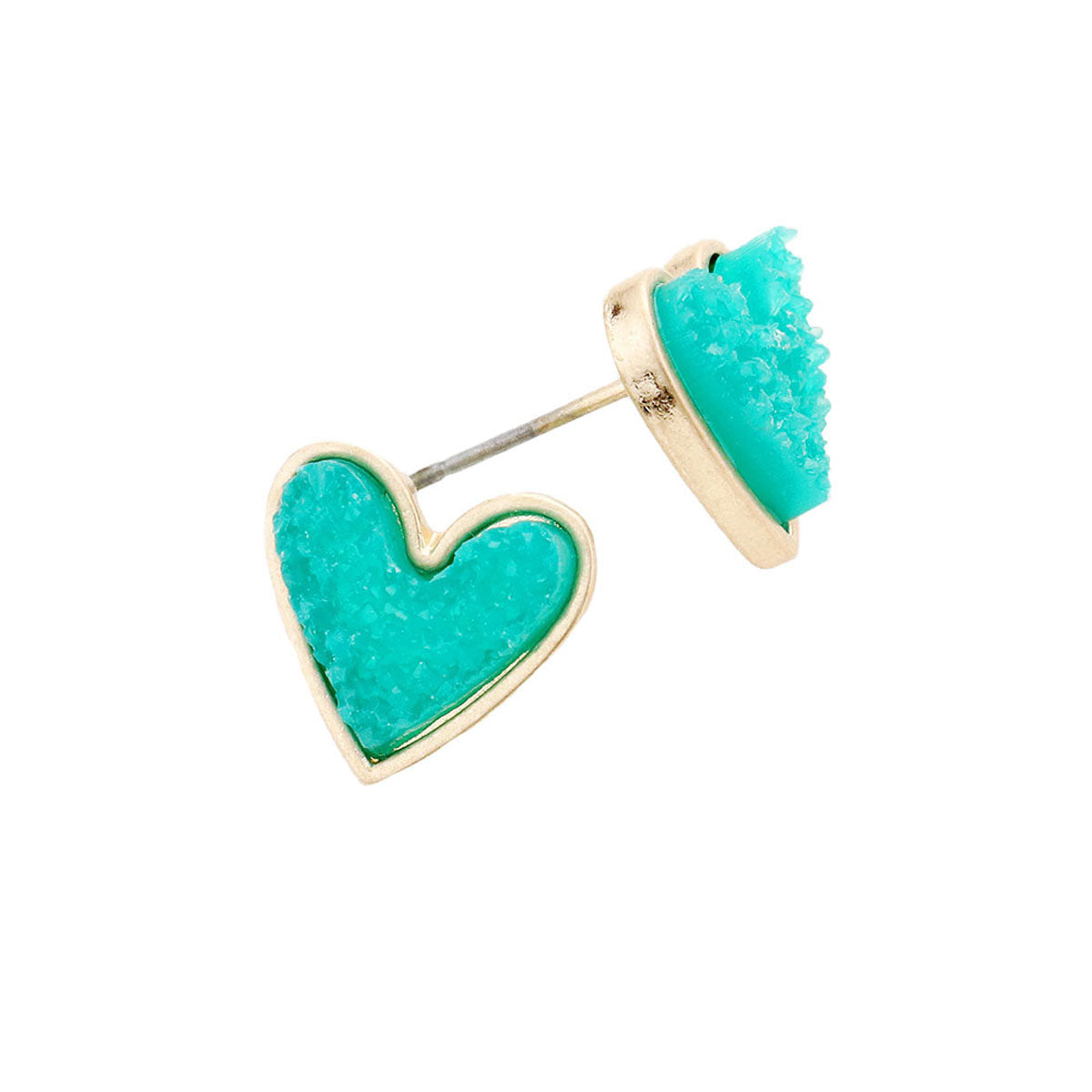 Trendy Fashionable Druzy Heart Stud Earrings