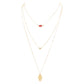 Triple Layered Crystal Evil Eye Hamsa Hand Pendant Necklace