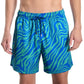 Tropical Swirl, Ocean and Palm Hybrid Short, Compression Lined Swim and Resort Trunk