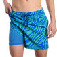 Tropical Swirl, Ocean and Palm Hybrid Short, Compression Lined Swim and Resort Trunk