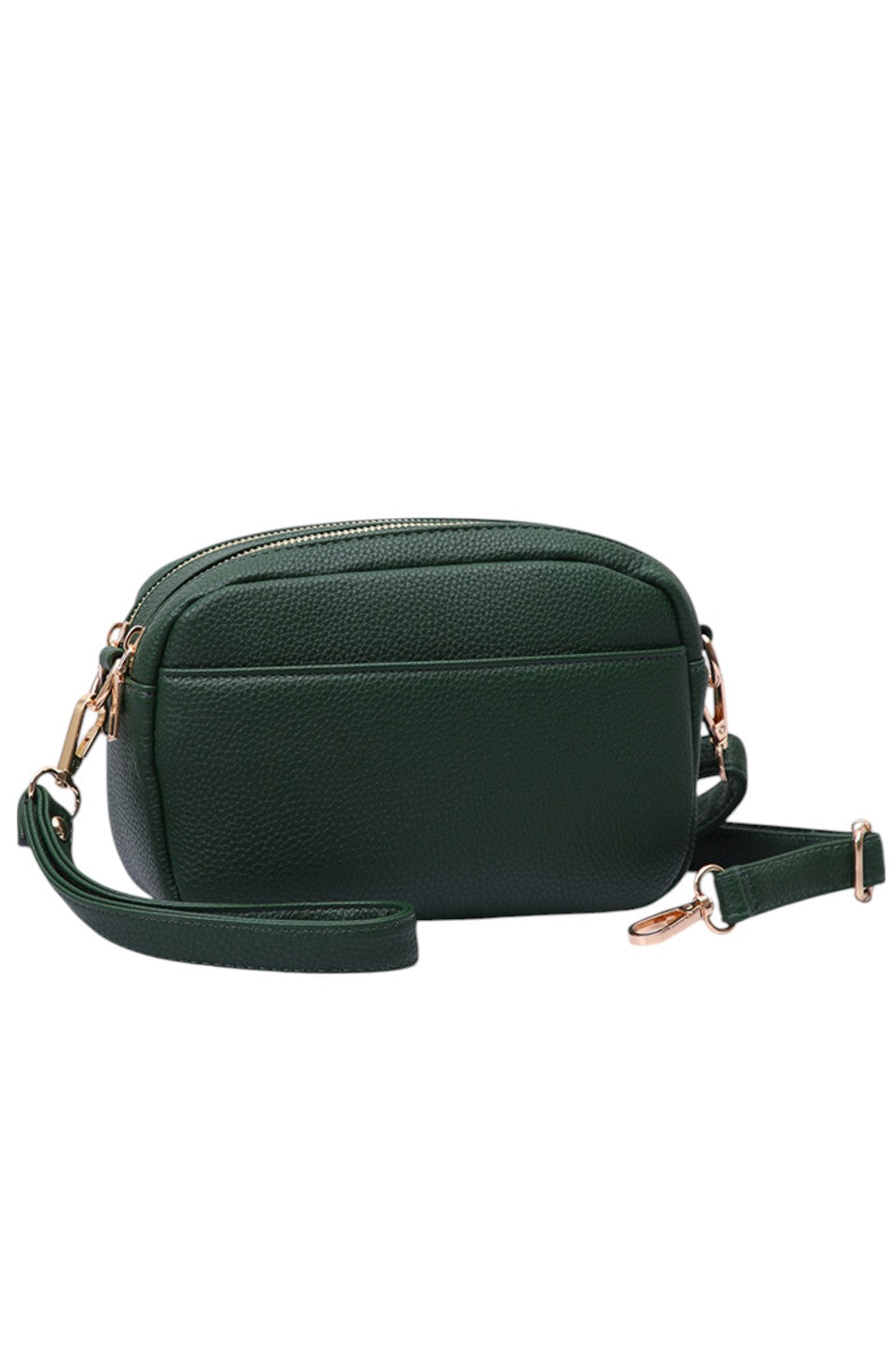 Two Zipper Solid PU Crossbody Bag