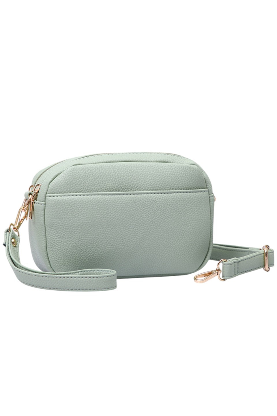 Two Zipper Solid PU Crossbody Bag