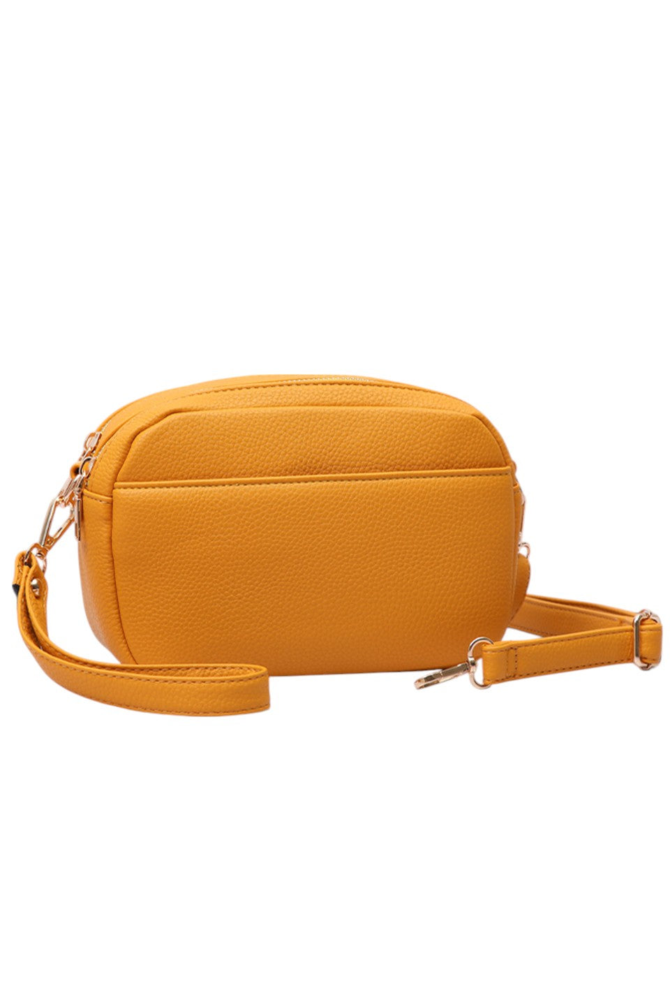 Two Zipper Solid PU Crossbody Bag