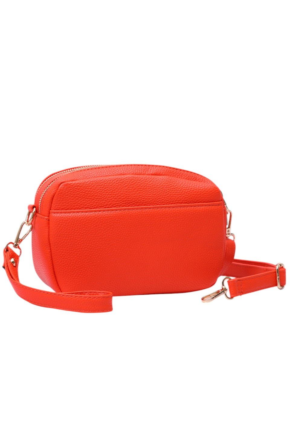 Two Zipper Solid PU Crossbody Bag