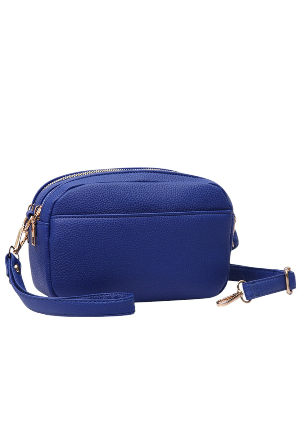 Two Zipper Solid PU Crossbody Bag