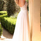Cinderella Divine TY11 A-Line Chiffon Gown Beaded Embellished Floral Bodice Applique