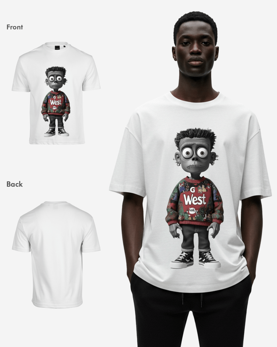 G West Ugly Xmas Zombie Oversized T Shirt Mens