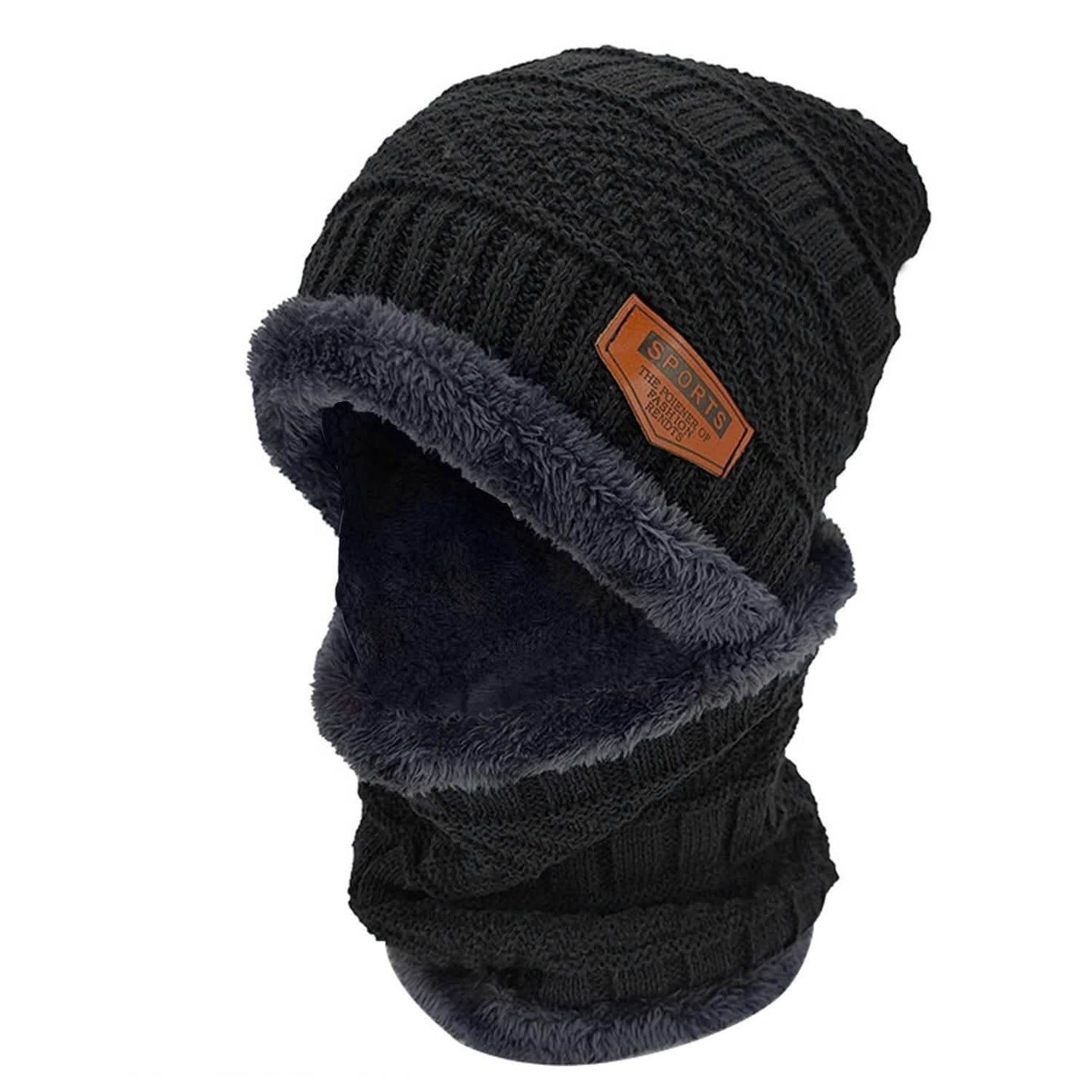 Conjunto de gorro y bufanda de invierno unisex
