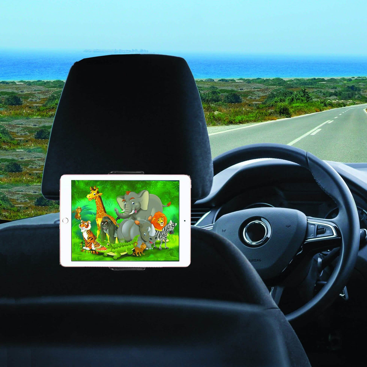 Soporte Universal Ajustable para Reposacabezas para Tablets y Smartphones