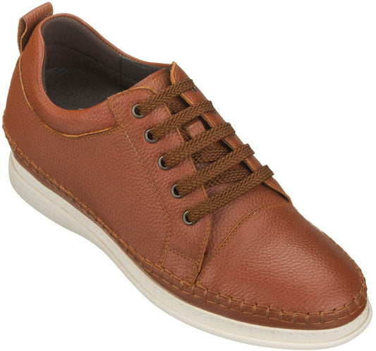 Zapatillas CALTO Elevadoras Informales de Cuero de 3 Pulgadas - Marrón - S4313