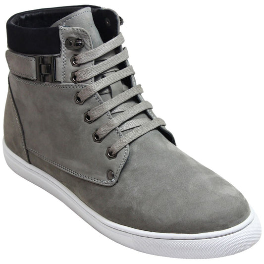 CALTO - T53120 - 2.6 Pulgadas Más Alto (Gris Nubuck) - Bota-zapatilla de caña alta