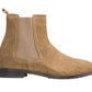 CALTO - K33091 - 2.9 Inches Taller (Khaki Brown) - Suede Chelsea Boot