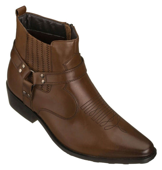 CALTO - T8113 - 3.3 Pulgadas Más Alto (Marrón Oscuro) - Botas con Cremallera
