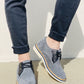 CALTO Business Casual Grey Leather Shoes 2.8 Inch  - Y42023