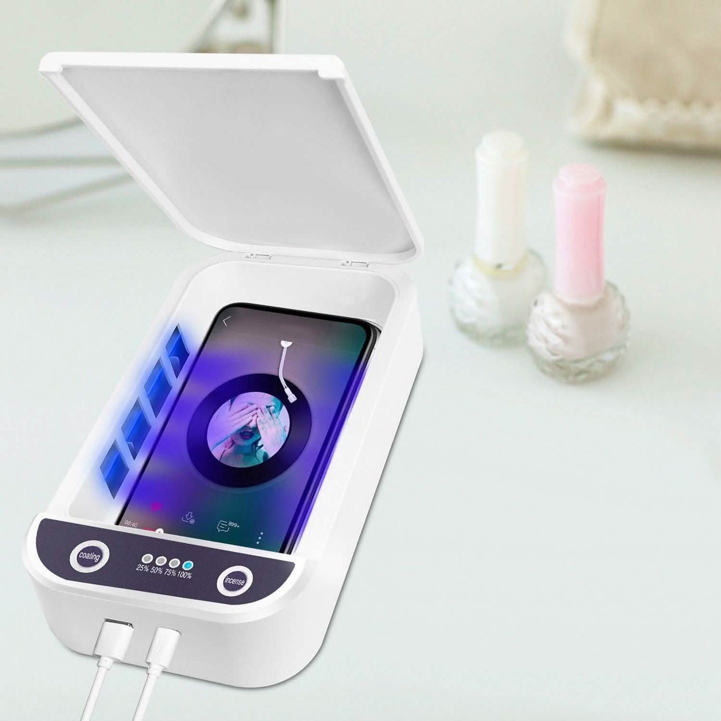 Caja desinfectante UV para teléfonos con función de aromaterapia
