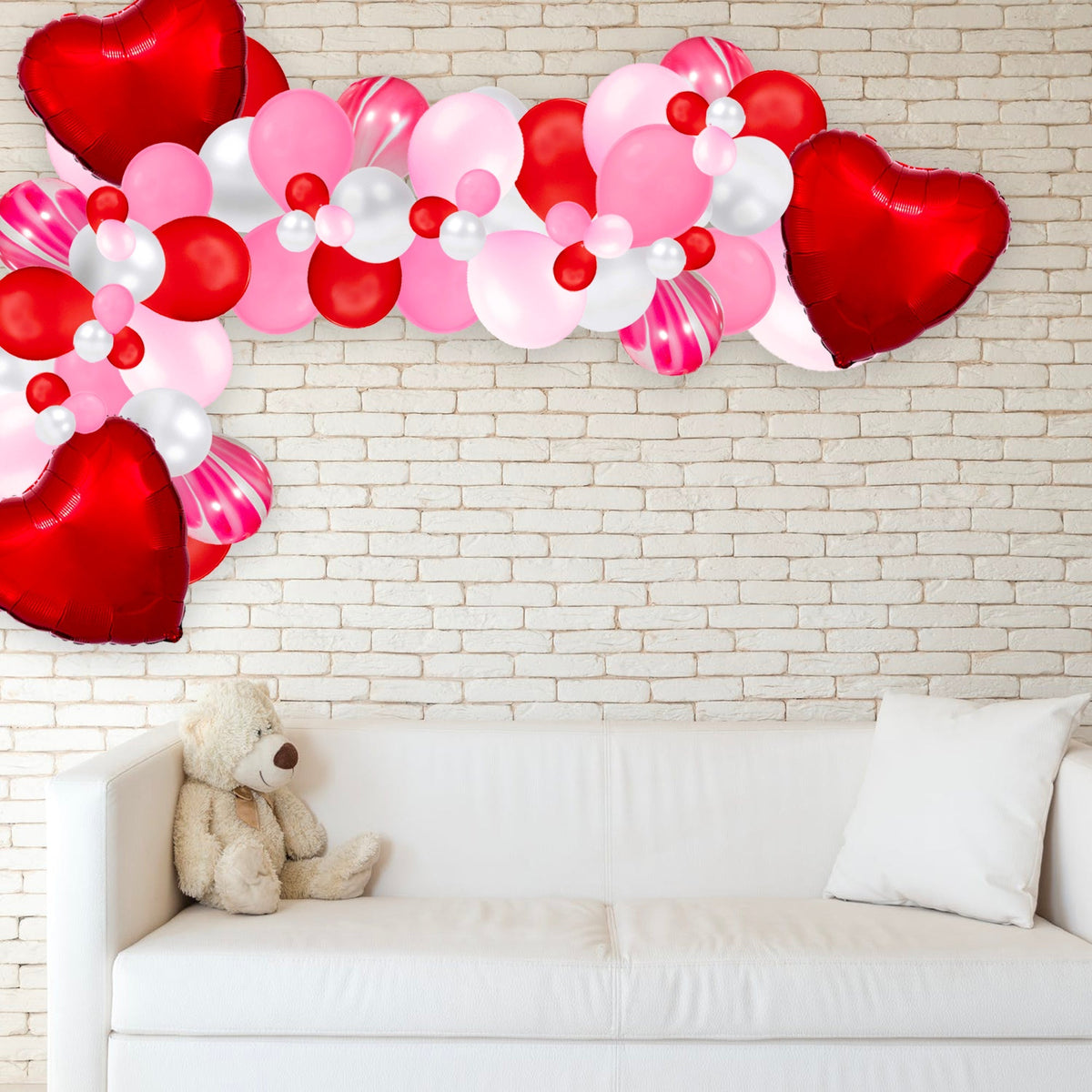 Kit de guirnalda de globos de San Valentín en rosa y rojo