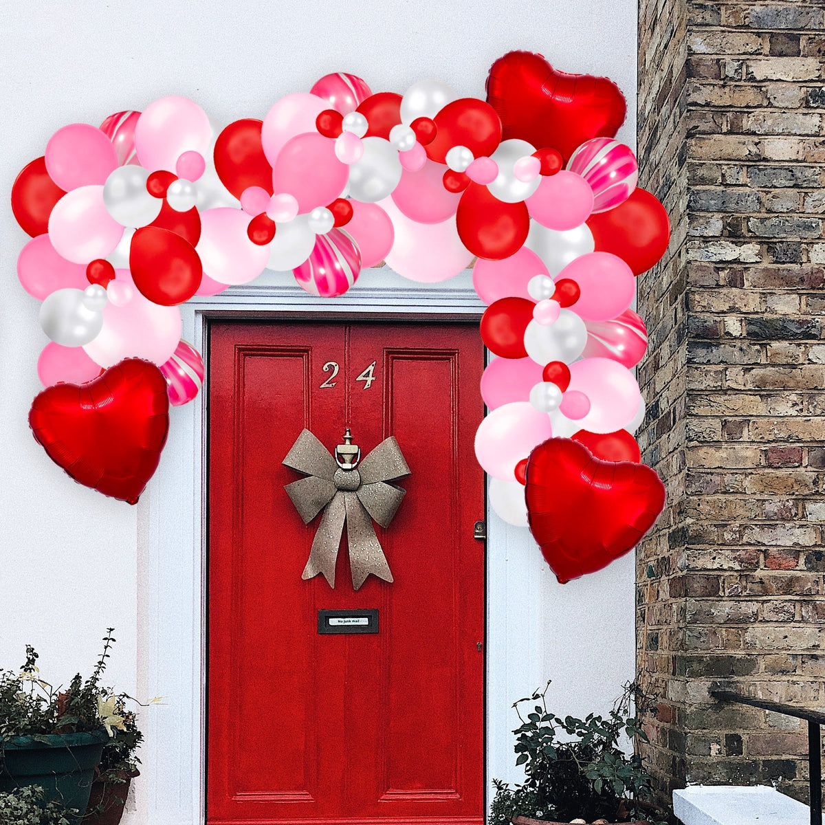Kit de guirnalda de globos de San Valentín en rosa y rojo