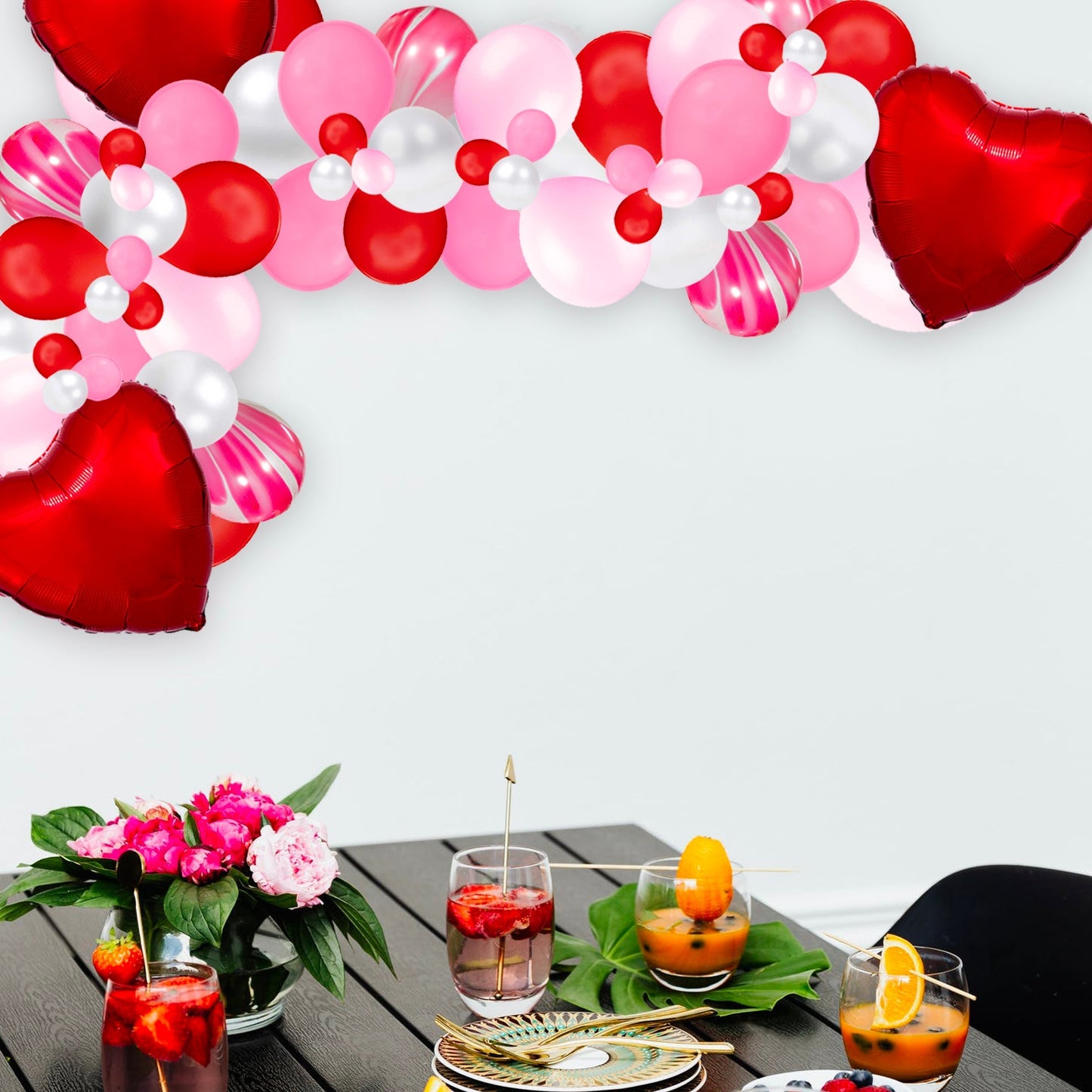 Kit de guirnalda de globos de San Valentín en rosa y rojo